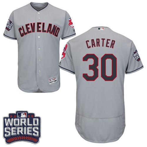 Indians #30 Joe Carter Grey Flexbase Authentic Collection 2016 World Series Bound Stitched MLB Jersey - Click Image to Close
